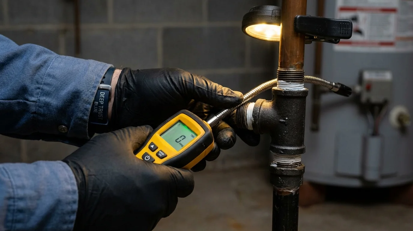 Gas leak detection with electronic sniffer by Johns Plumbing LLC in Los Fresnos