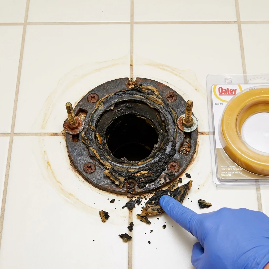 Failed wax ring showing water seepage at the base of a toilet in a Los Fresnos, TX home
